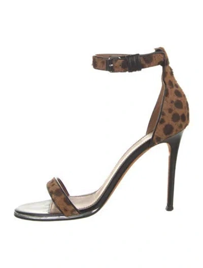 Pre-owned Givenchy Ponyhair Animal Print Sandals In Brown