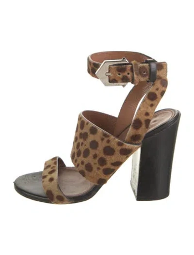 Pre-owned Givenchy Ponyhair Animal Print Sandals In Brown