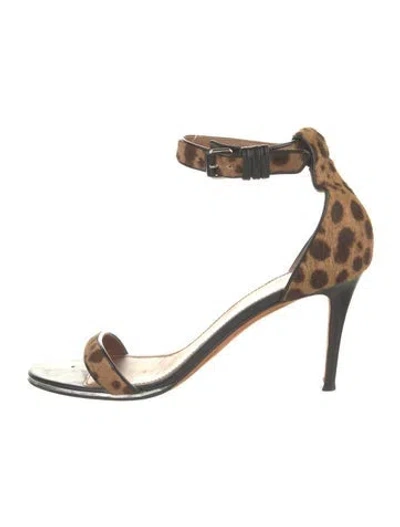 Pre-owned Givenchy Ponyhair Animal Print Sandals In Brown