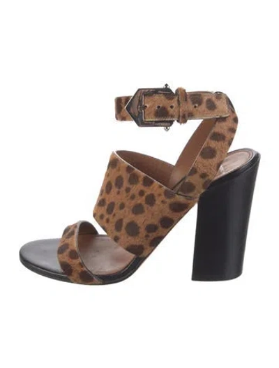 Pre-owned Givenchy Ponyhair Animal Print Sandals In Brown