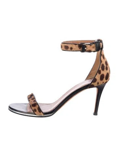 Pre-owned Givenchy Ponyhair Animal Print Sandals In Brown