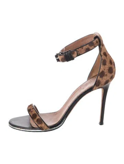 Pre-owned Givenchy Ponyhair Animal Print Sandals In Brown