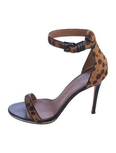 Pre-owned Givenchy Ponyhair Printed Sandals In Brown