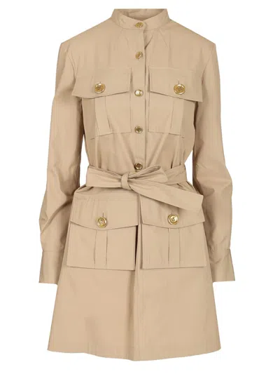 Givenchy Poplin Safari Dress Dresses Brown In Beige