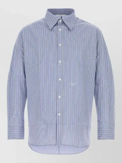 Givenchy Poplin Shirt Long Sleeves Striped Pattern In Blue