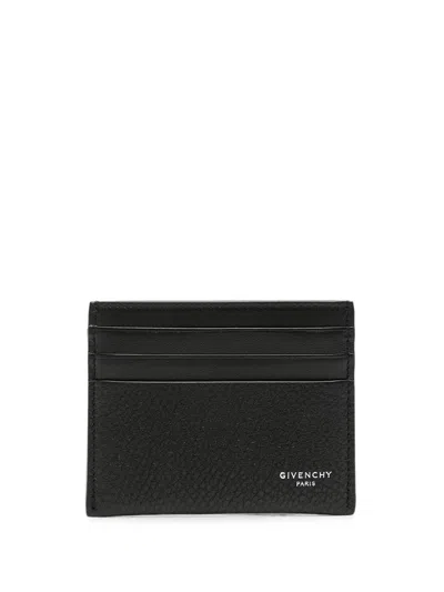 Givenchy Hammered Leather Cardholder With Logo Print In Black
