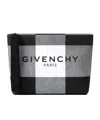 Givenchy Pouch In Checked Canvas In Gray/black