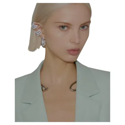 Pre-owned Givenchy Pre Fall 2023 Twisted Rhinestone-embellished Earrings Pink Silver