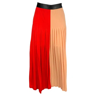 Pre-owned Givenchy Pre-fall 2018 Size 6 Red & Pink Viscose/polyester Midi Pleated Skirt