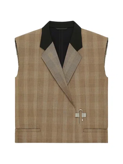 Givenchy Prince Of Wales Check Sleeveless Jacket In Brown