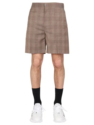 Givenchy Prince Of Wales Pattern Bermuda In Brown