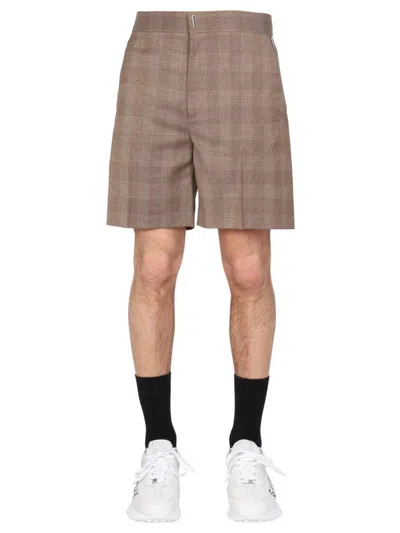 Givenchy Prince Of Wales Pattern Bermuda Shorts In Beige