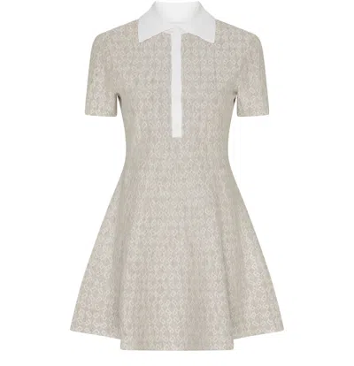 Givenchy Womens Beige Monogram Polo-collar Stretch-wool Blend Mini Dress