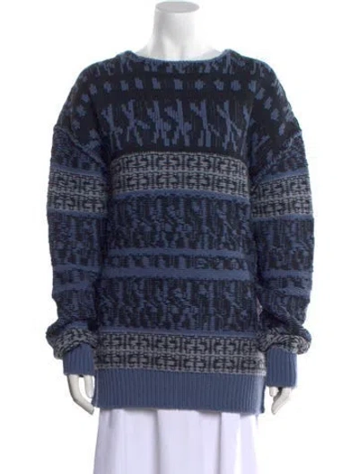 Pre-owned Givenchy Printed Bateau Neckline Sweater W/ Tags In Blue