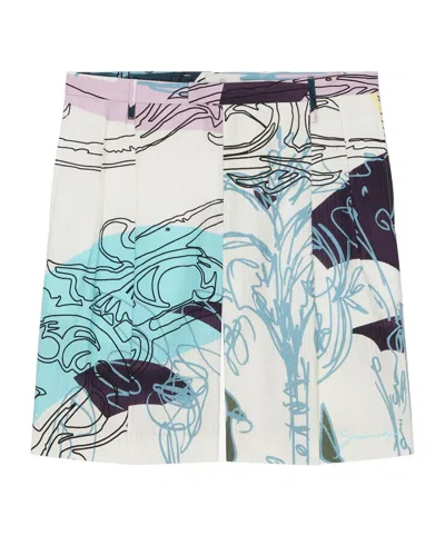 Givenchy Printed Bermuda Shorts In Seersucker Cotton In Multi-color