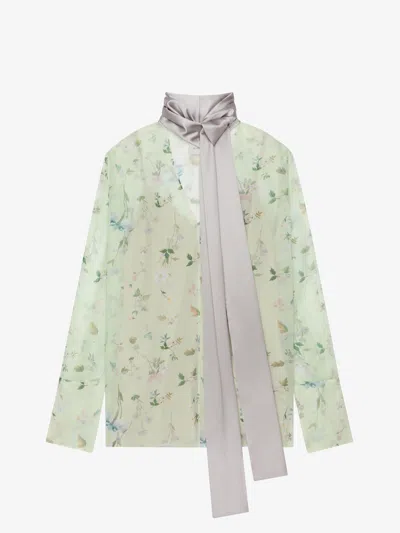 GIVENCHY PRINTED BLOUSE IN SILK CHIFFON WITH LAVALLIÈRE