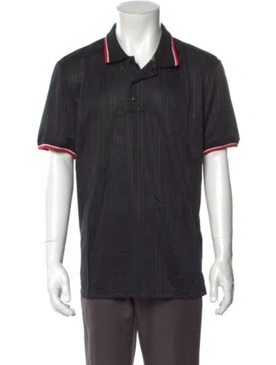 Pre-owned Givenchy Printed Collar Henley In Black
