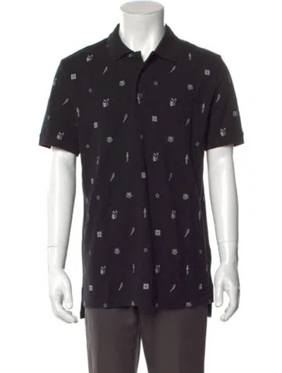 Pre-owned Givenchy Printed Collar Henley In Black