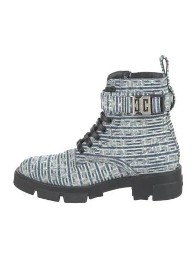 Pre-owned Givenchy Printed Combat Boots In Blue