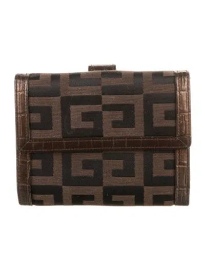 Pre-owned Givenchy Printed Compact Wallet In Brown