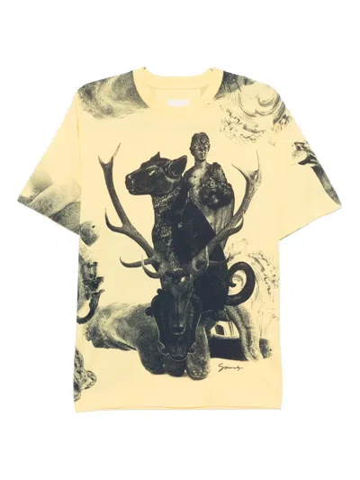 Givenchy Printed Cotton T-shirt In Yellow