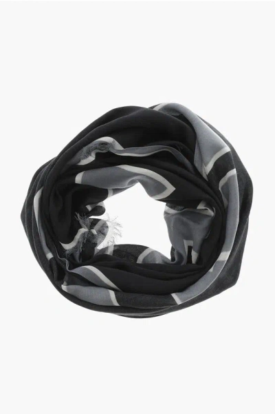 Givenchy Printed Foulard With Fringes In Black