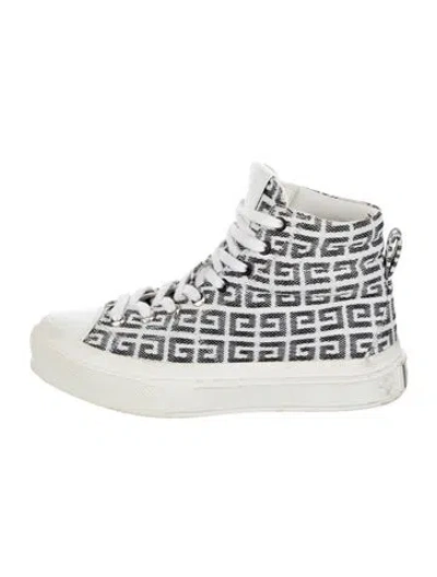 Pre-owned Givenchy Printed Lace-up Boots In White