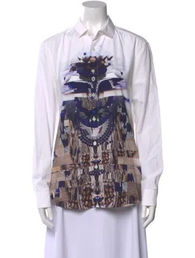 Pre-owned Givenchy Printed Long Sleeve Button-up Top In Purple