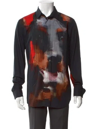 Pre-owned Givenchy Printed Long Sleeve Shirt In Black