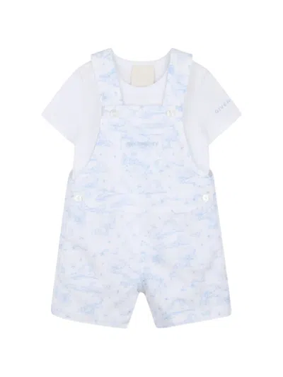 Givenchy Kids' Printed Overalls T-shirt Set In White