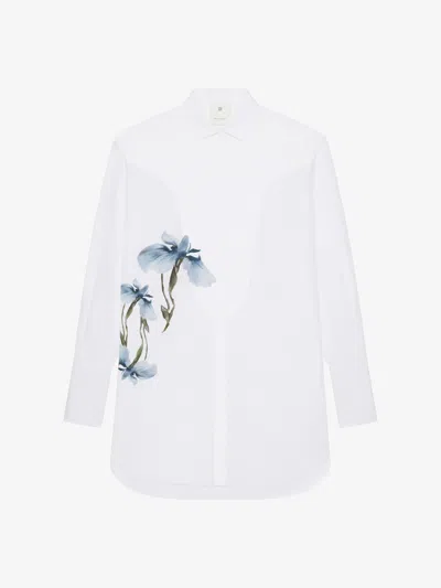 Givenchy Printed Shirt In Poplin In White
