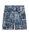 Givenchy Bermuda Shorts In Silk With Hubert Objects Print In Blue