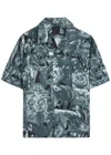 Givenchy Printed Silk-twill Shirts In Navy