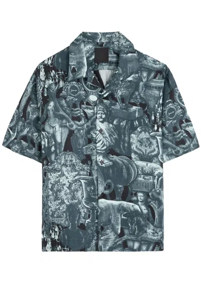 Givenchy Printed Silk-twill Shirts In Navy