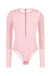 Givenchy Monogram 72 Mesh Fitted Bodysuit In Pink