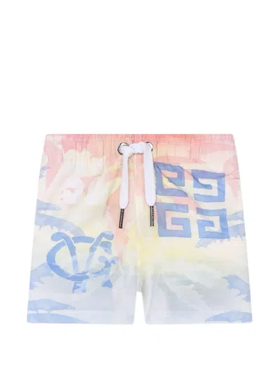 Givenchy Kids' Printed Swim Shorts In Blue