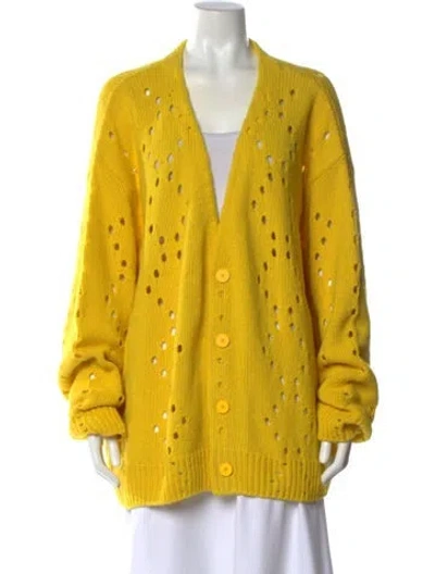 Pre-owned Givenchy Printed V-neck Sweater In Yellow