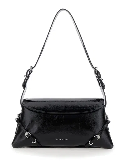 GIVENCHY GIVENCHY WOMEN 'PTIT VOYOU' BLACK SHOULDER BAG WITH LOGO LETTERING ON THE FRONT AND ADJUSTABLE SHOUL