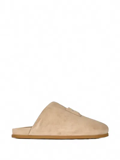 GIVENCHY PUFFY LOGO-PATCH SUEDE MULES