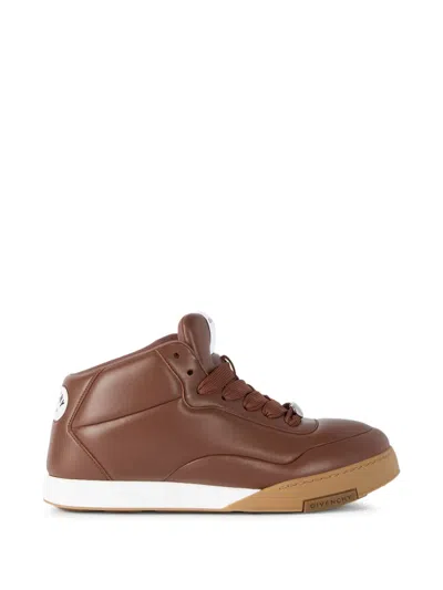 Givenchy Puffy Yard Mid-top Sneakers In Nappa Leather In Brown