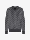Givenchy Mens Medium Grey Monogram Logo-pattern Knitted Wool-blend Jumper In Medium Grey