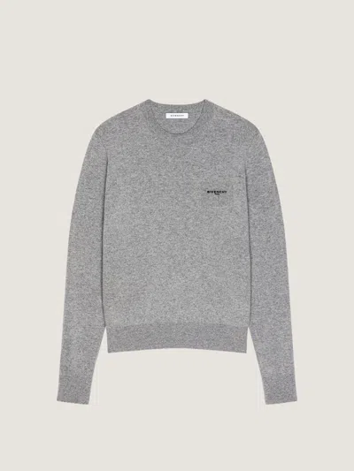 Givenchy Sweater In Wool And Cashmere Embroidered  Paris In Gray