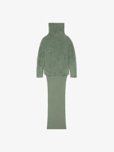 Givenchy Sweater In Mohair And Wool With Train In Greyish Green