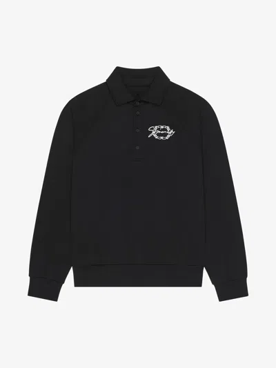 GIVENCHY POLO SWEATSHIRT IN FLEECE WITH GIVENCHY MEDALLION
