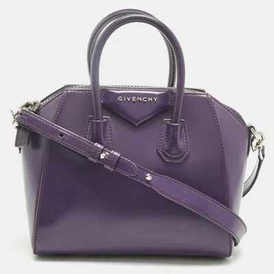 Pre-owned Givenchy Purple Leather Mini Antigona Satchel