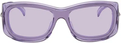 Givenchy Purple Rectangular Sunglasses In 81y Shiny Violet / V