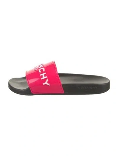 Pre-owned Givenchy Pvc Graphic Print Slides In Red
