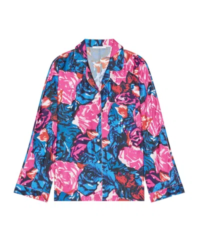 Givenchy Pyjama Shirt In Silk With Floral Print In Blue