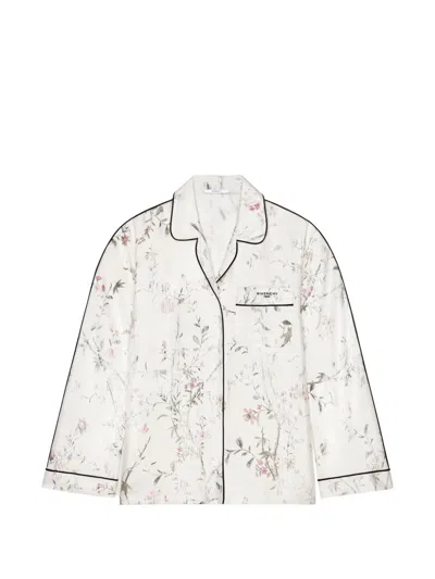 Givenchy Pyjama-hemd Aus Seide Mit Blumenprint In Neutral