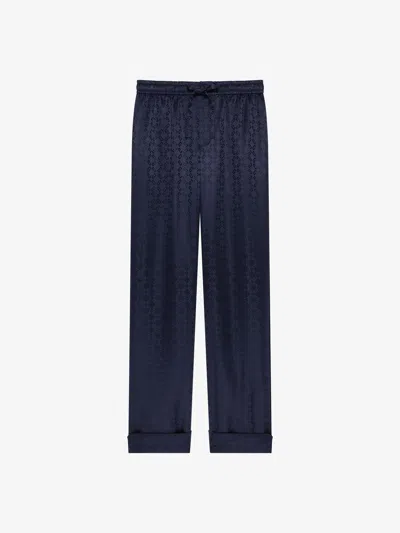 Givenchy Pyjamas Pants In Monogram 72 Jacquard In Bleu Fonce